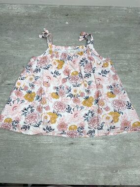 Rachel Zoe Floral Tank Top Toddler Girls 24M White Pink Yellow Excellent Boho